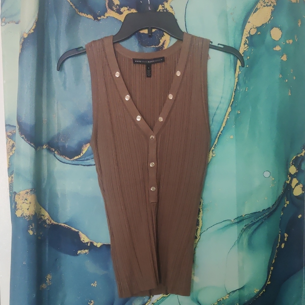 🐇 White House Black Market Brown Ribbed Tank Top